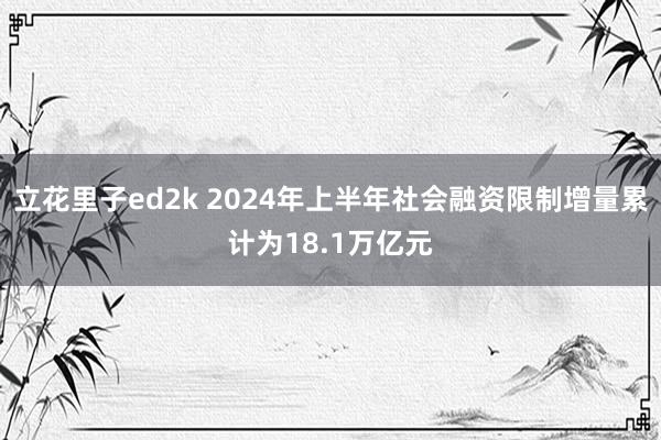 立花里子ed2k 2024年上半年社会融资限制增量累计为18.1万亿元