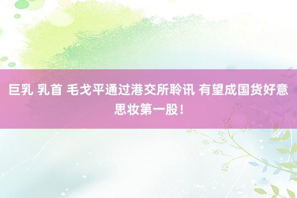 巨乳 乳首 毛戈平通过港交所聆讯 有望成国货好意思妆第一股！