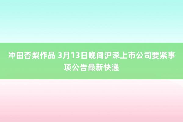 冲田杏梨作品 3月13日晚间沪深上市公司要紧事项公告最新快递