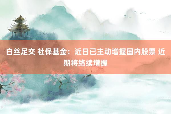 白丝足交 社保基金：近日已主动增握国内股票 近期将络续增握