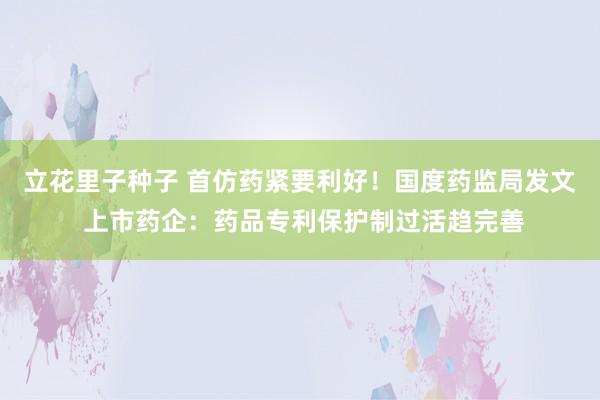 立花里子种子 首仿药紧要利好！国度药监局发文 上市药企：药品专利保护制过活趋完善